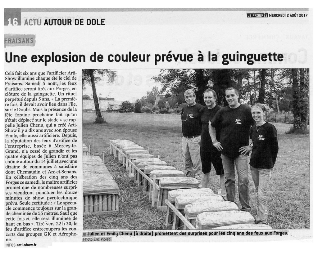 Article de presse arti-show artifice artificier mariage