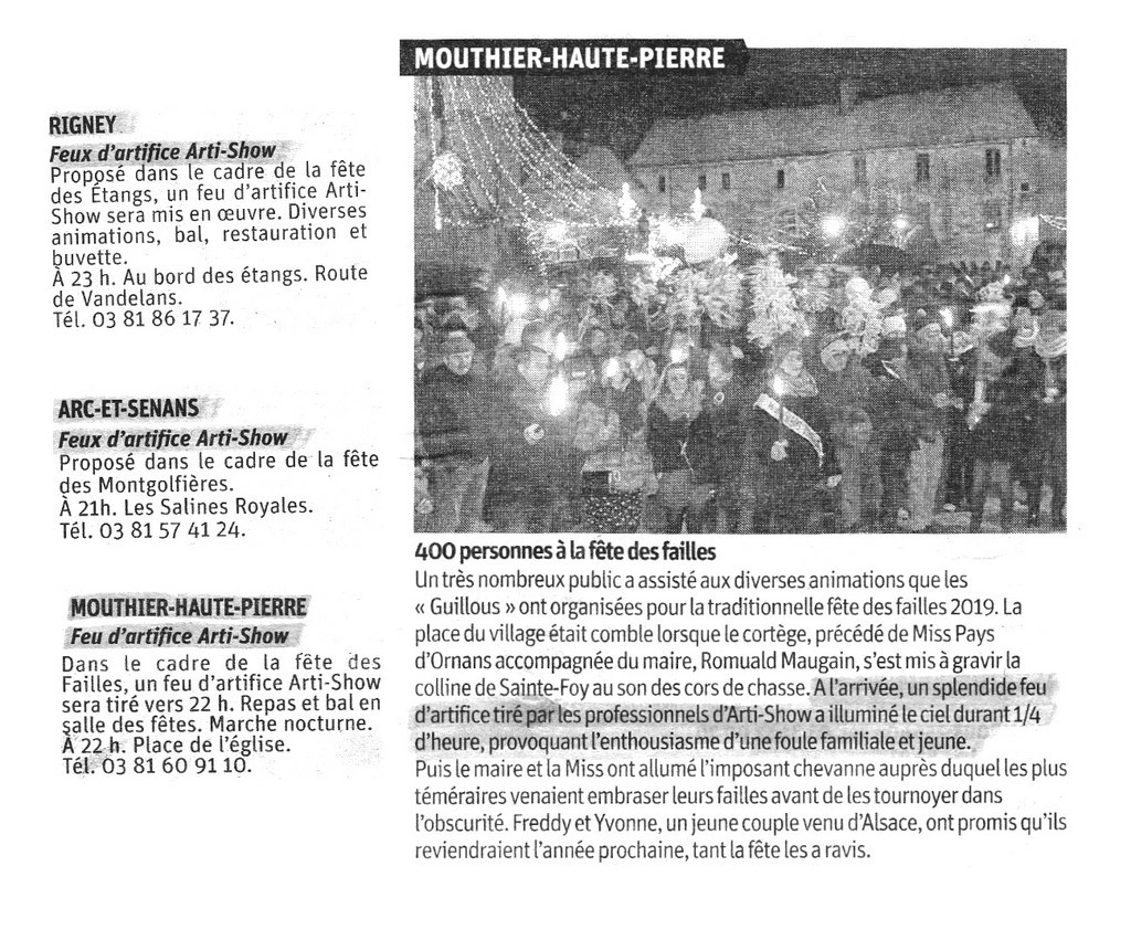 Article de presse arti-show artifice artificier mariage