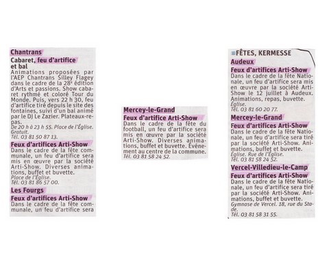 Article de presse arti-show artifice artificier mariage