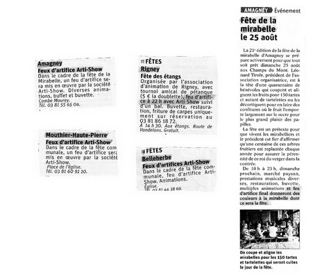 Article de presse arti-show artifice artificier mariage