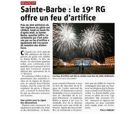 Le 19e régiment de Génie offre un feu d’artifice à Sainte-Barbe