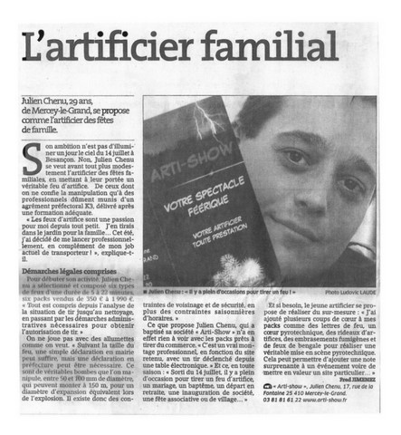 Article de presse arti-show artifice artificier mariage