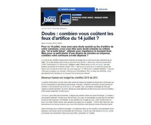 Article de presse arti-show artifice artificier mariage