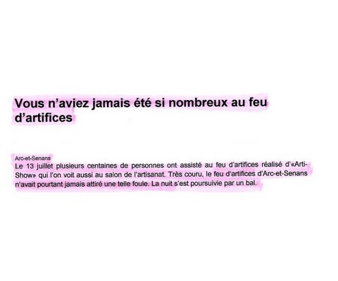 Article de presse arti-show artifice artificier mariage