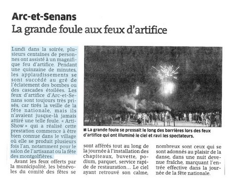 Article de presse arti-show artifice artificier mariage